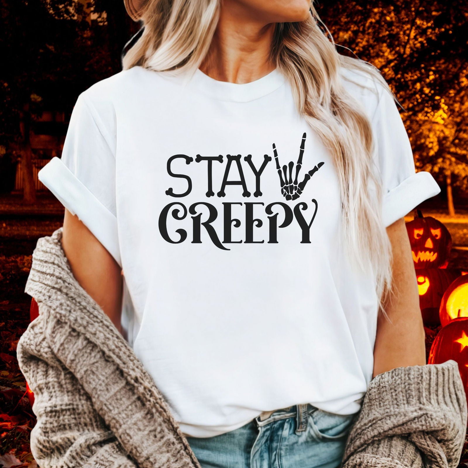 Stay Creepy Halloween T-Shirt T-Shirt Printify White M