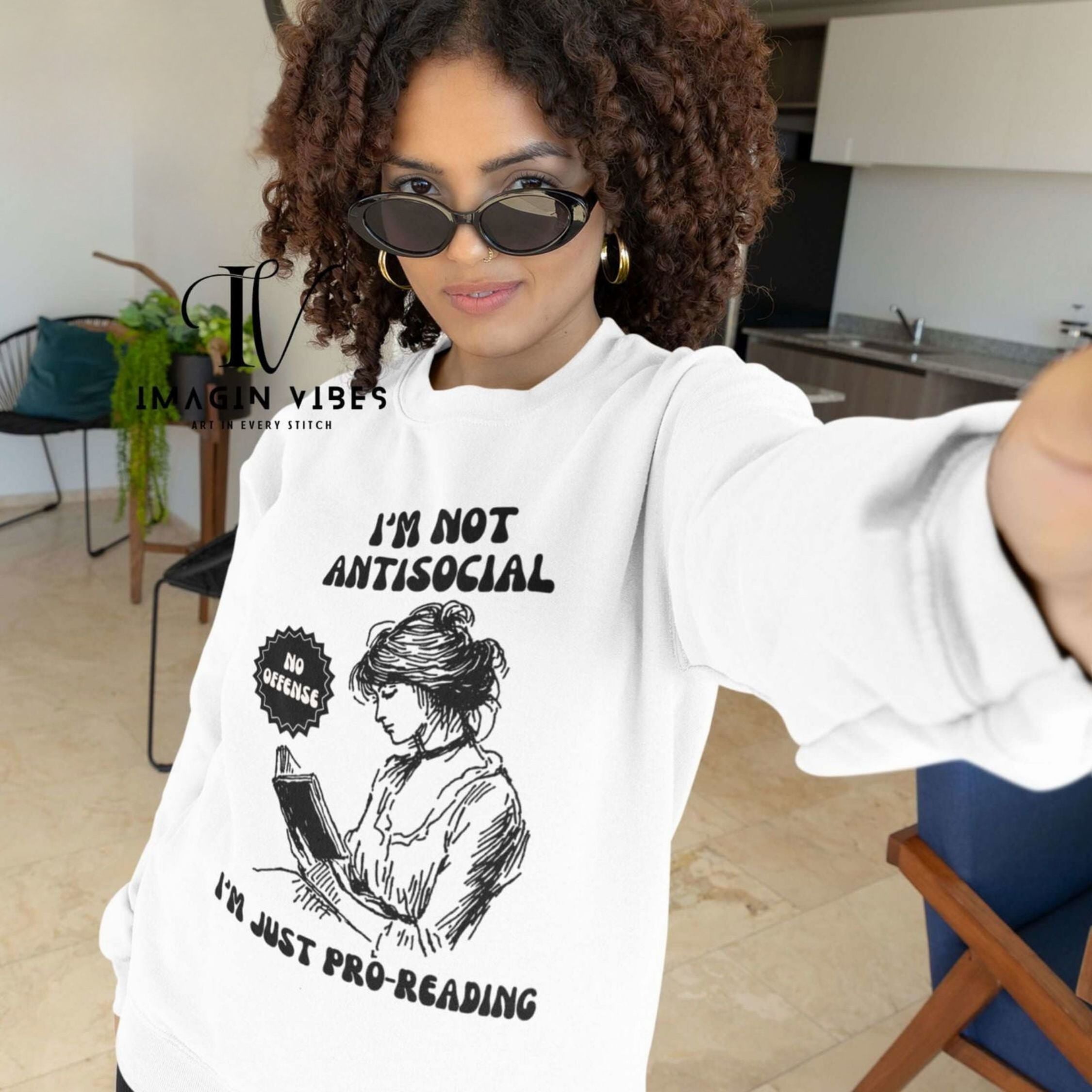 Humorous Literary Reading Woman Unisex Sweatshirt Sweatshirt Printify M White