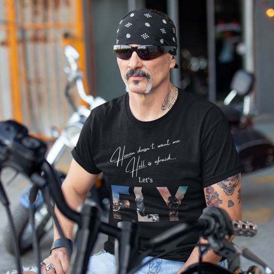 Heaven Doesnt Want Me Hell Is Afraid Lets Fly, Biker T-shirt T-Shirt Printify Black L