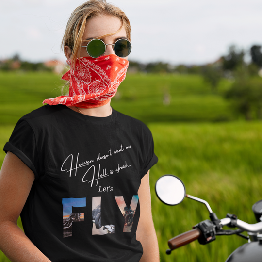 Heaven Doesnt Want Me Hell Is Afraid Lets Fly, Biker T-shirt T-Shirt Printify Black M