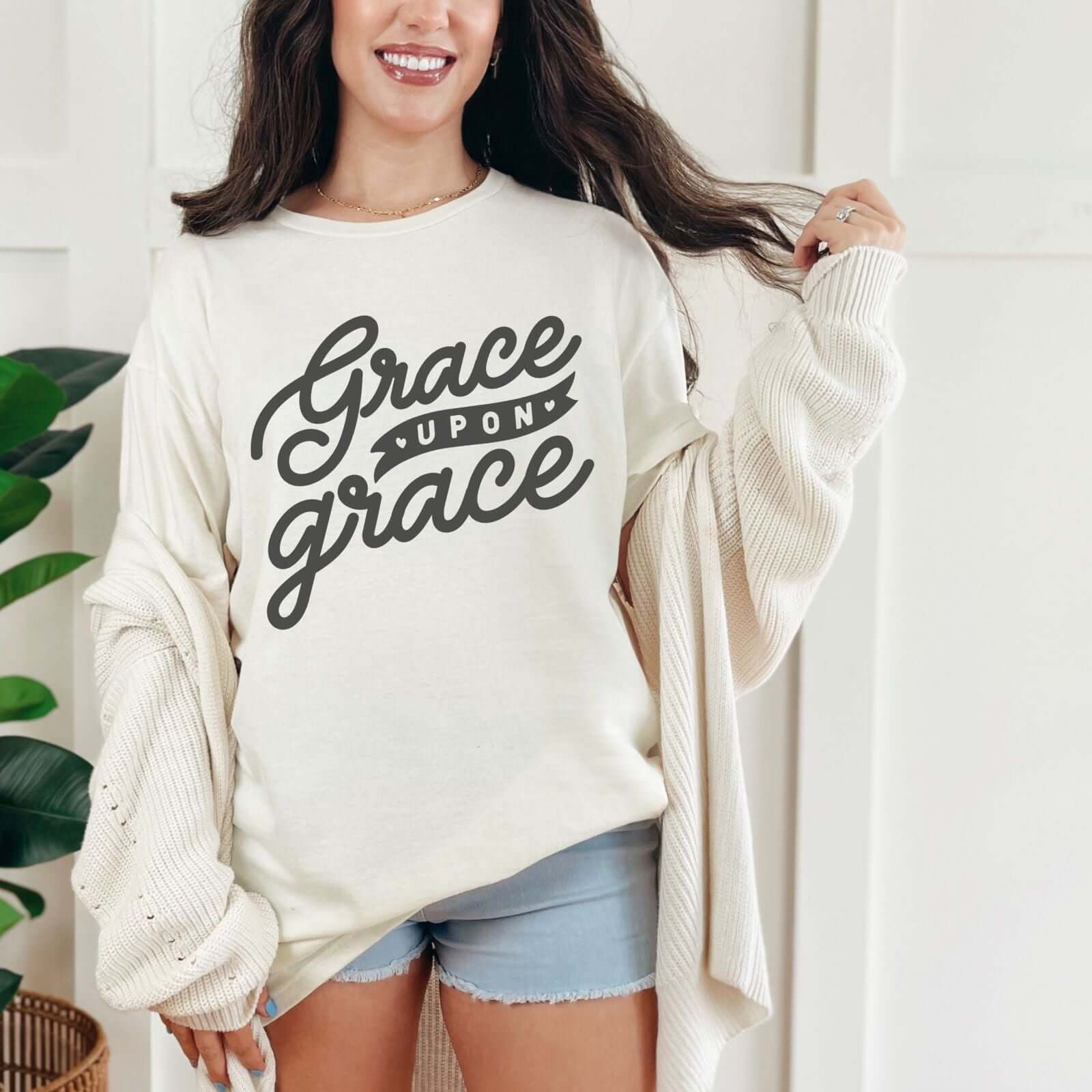 Grace Upon Grace T-Shirt: Christian Faith Apparel T-Shirt Printify