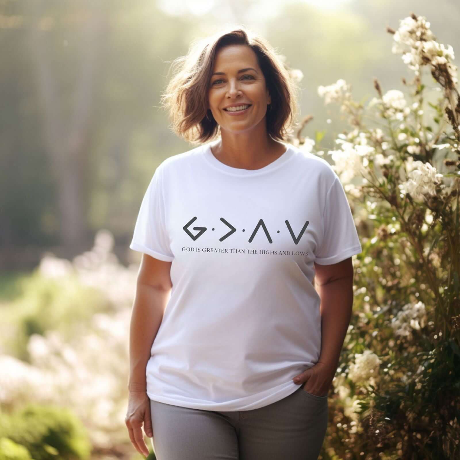 God is Greater Than the Highs and Lows T-Shirt T-Shirt Printify White M