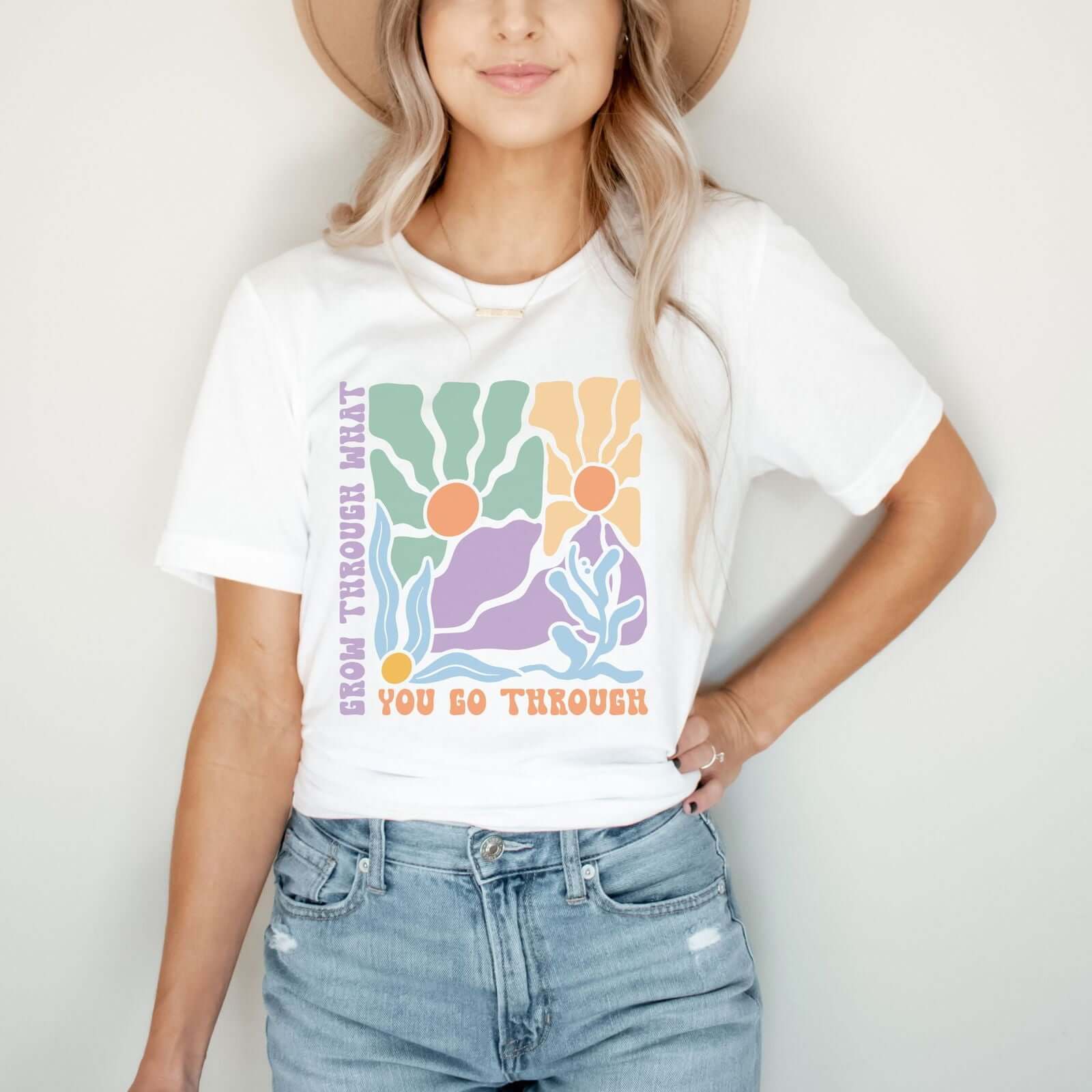 Graphic T-Shirt 'Grow Through What You Go Through' T-Shirt Printify White S