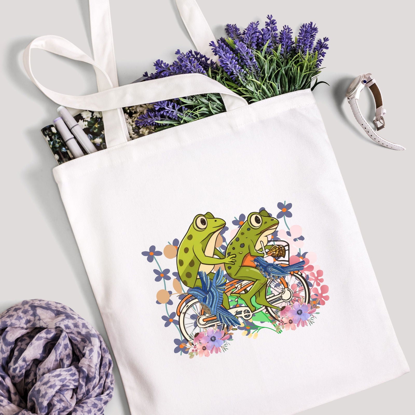 Aesthetic Frog Tote Bag Bags Printify