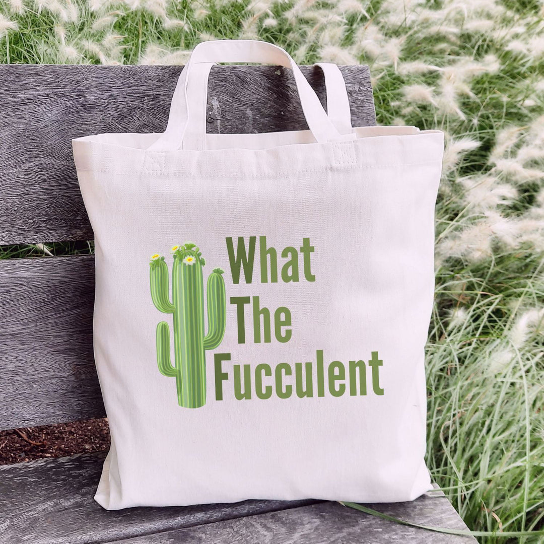 "What The Fucculent" Cactus Tote Bag Bags Printify