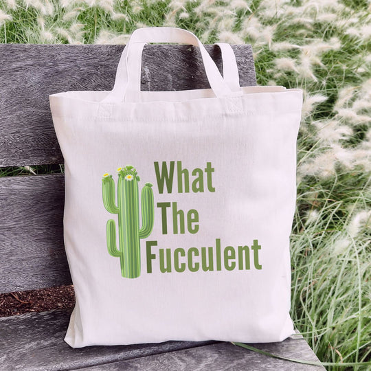 "What The Fucculent" Cactus Tote Bag Bags Printify
