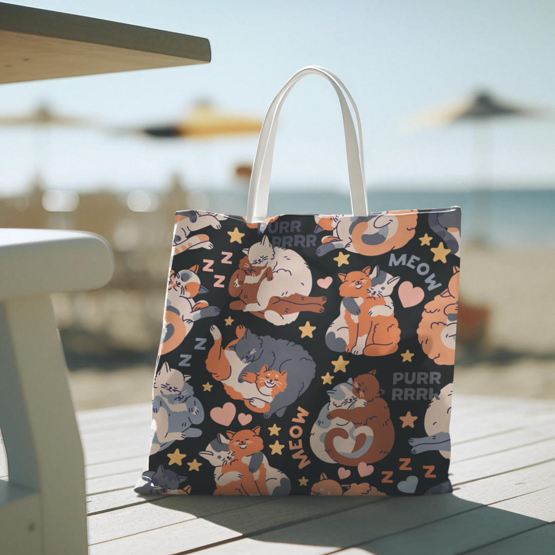 Sweet Cartoon Cats Tote Bag Bags Printify