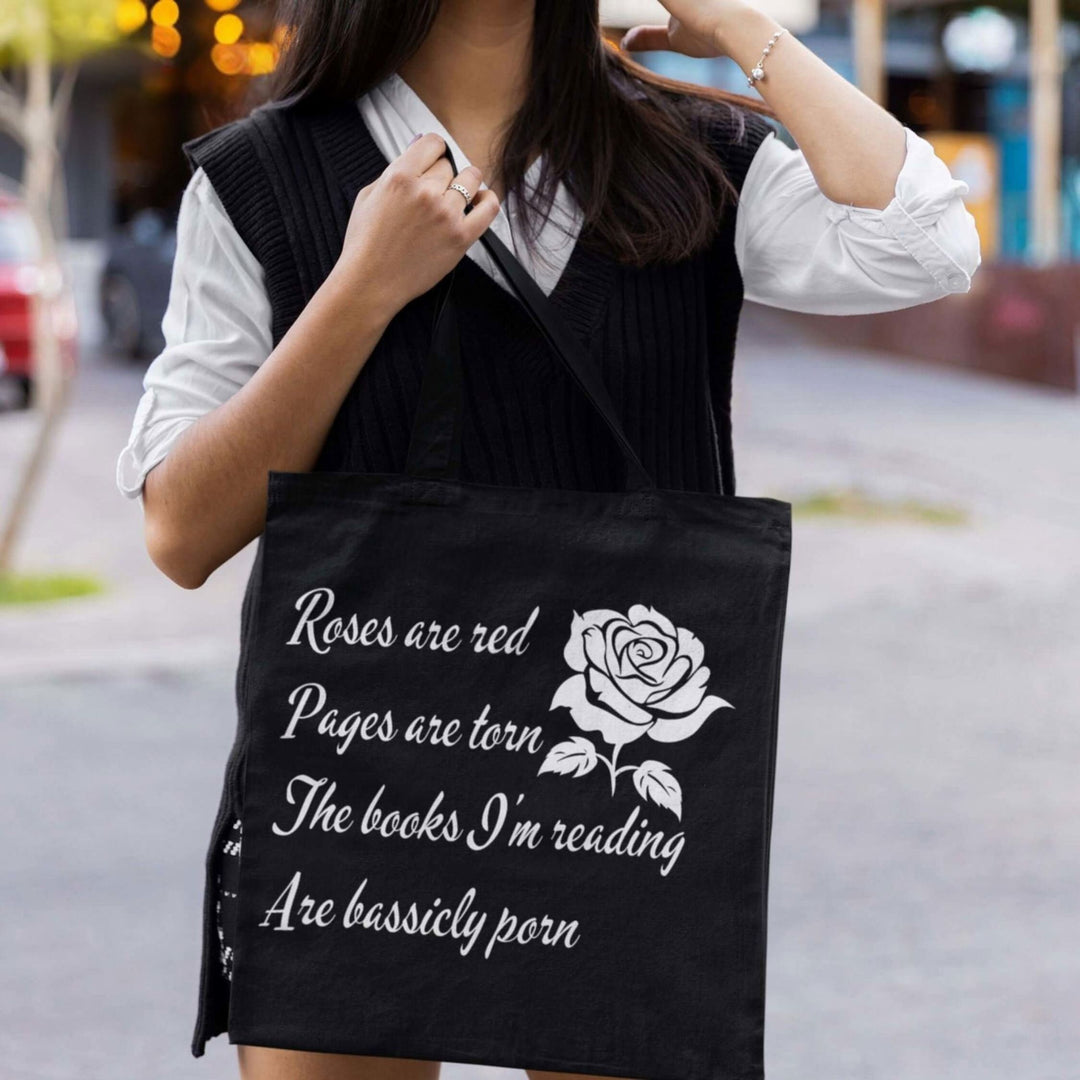 Dark Romance Obsession: "Roses Are Red..." Tote Bags Printify