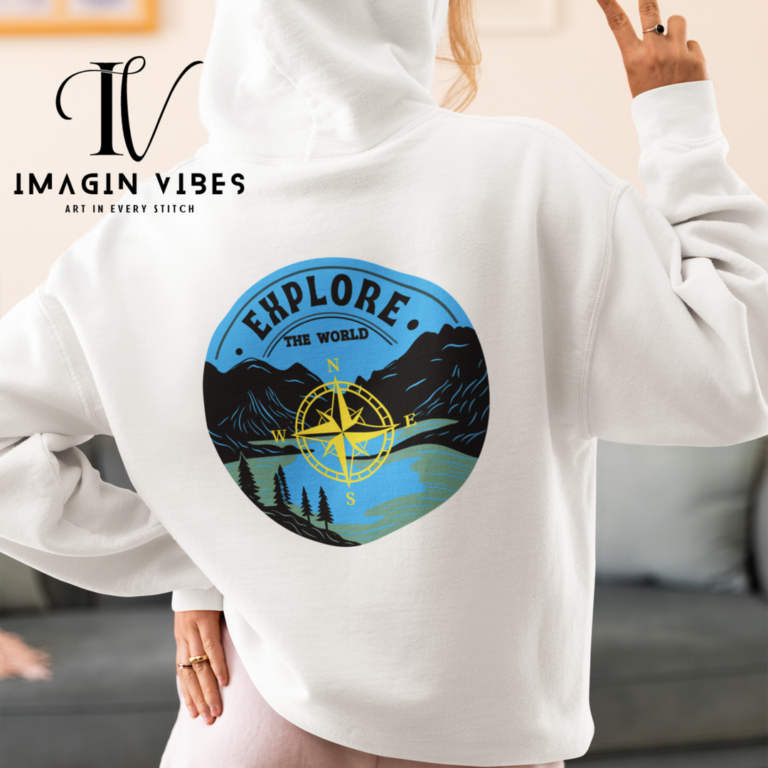 "Explore the World" Adventure Hoodie Hoodie Printify White M