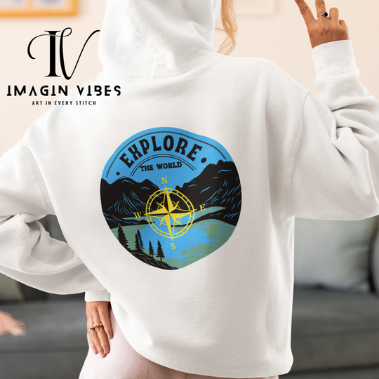 "Explore the World" Adventure Hoodie Hoodie Printify White M