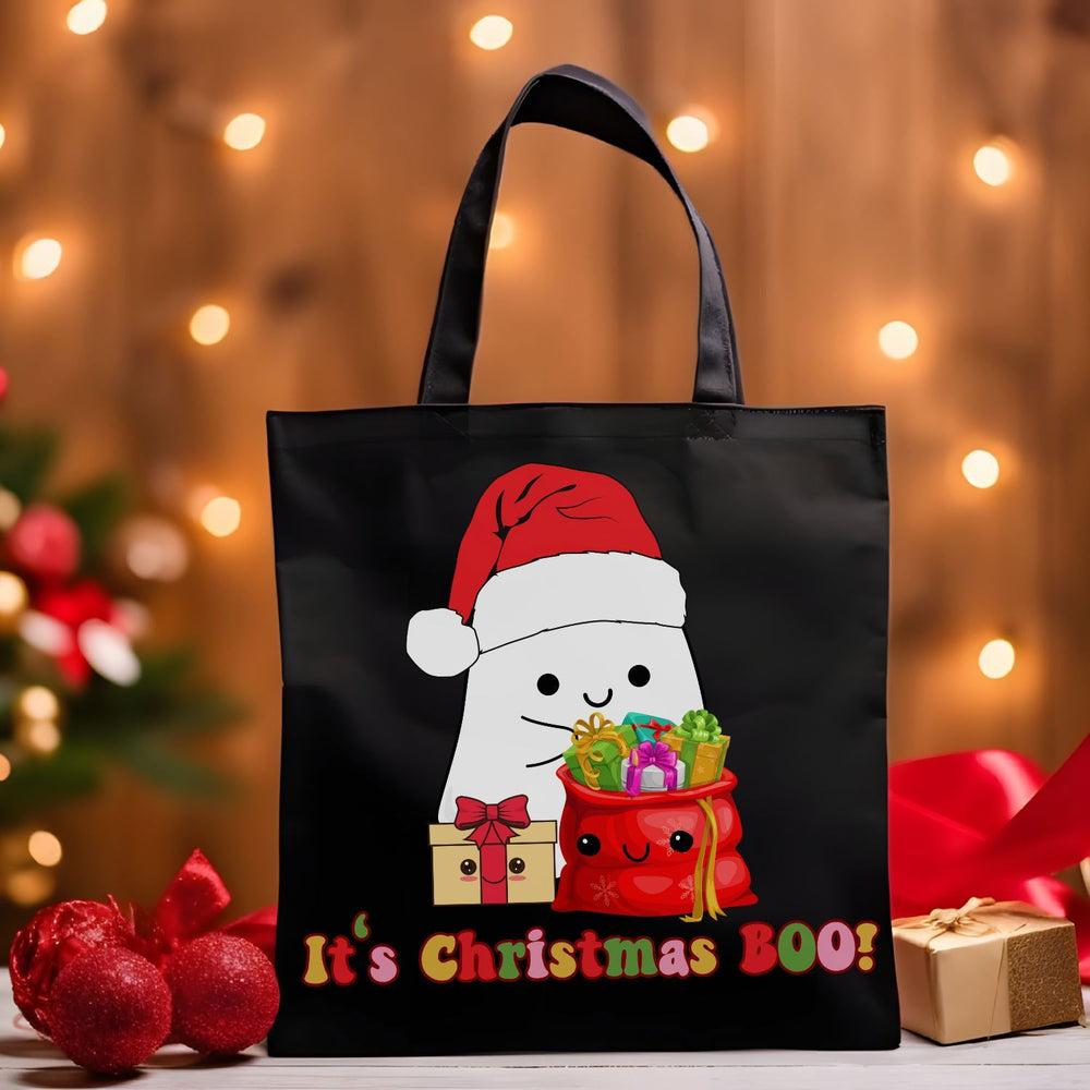 Canvas Tote Bag - Christmas Ghost Holiday Accessories Printify