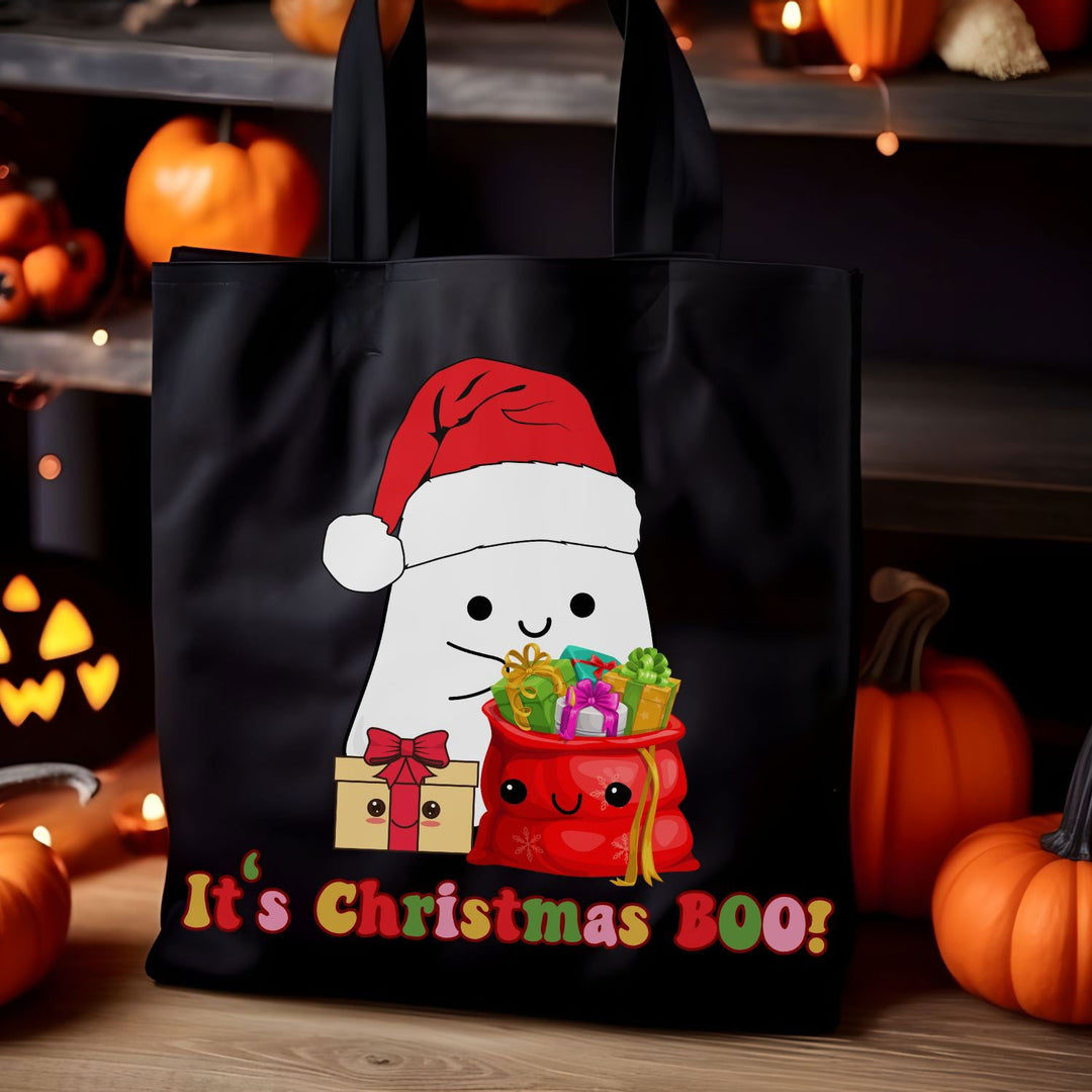 Canvas Tote Bag - Christmas Ghost Holiday Accessories Printify