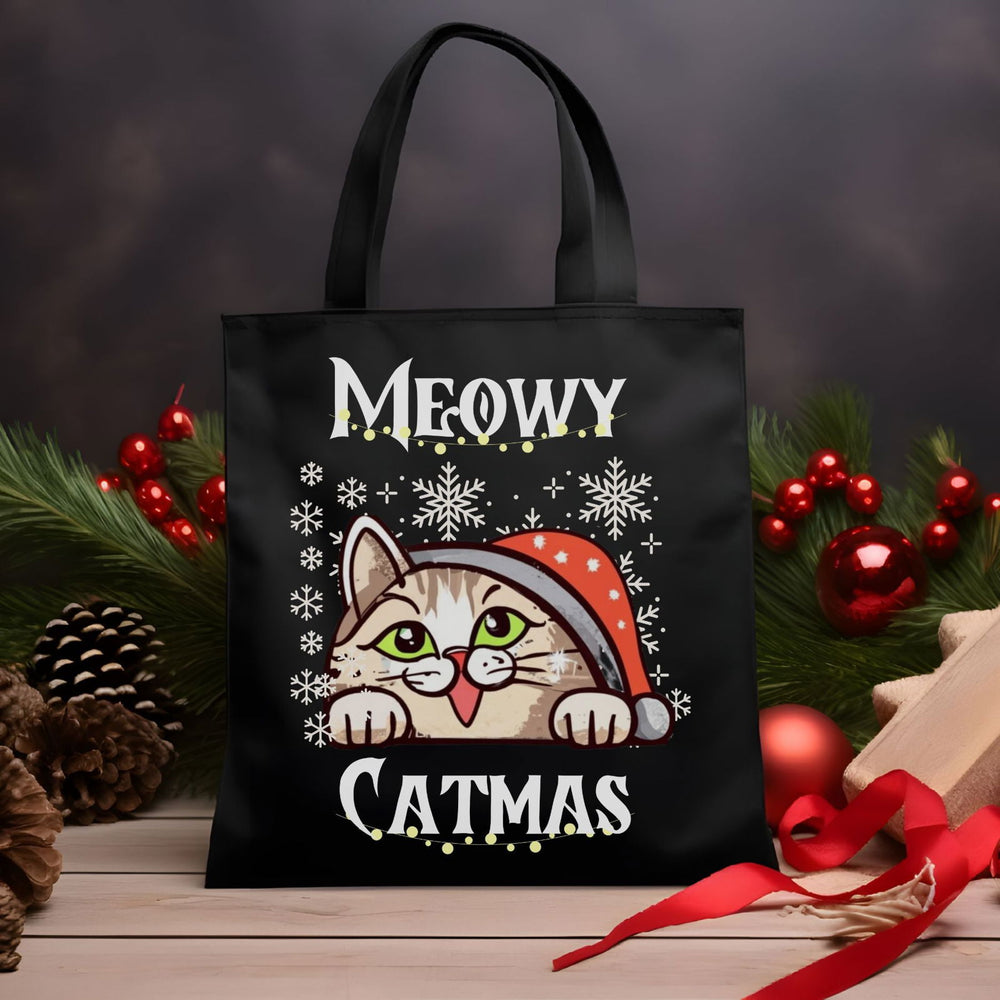 Funny Meowy Catmas Tote Bag Accessories Printify