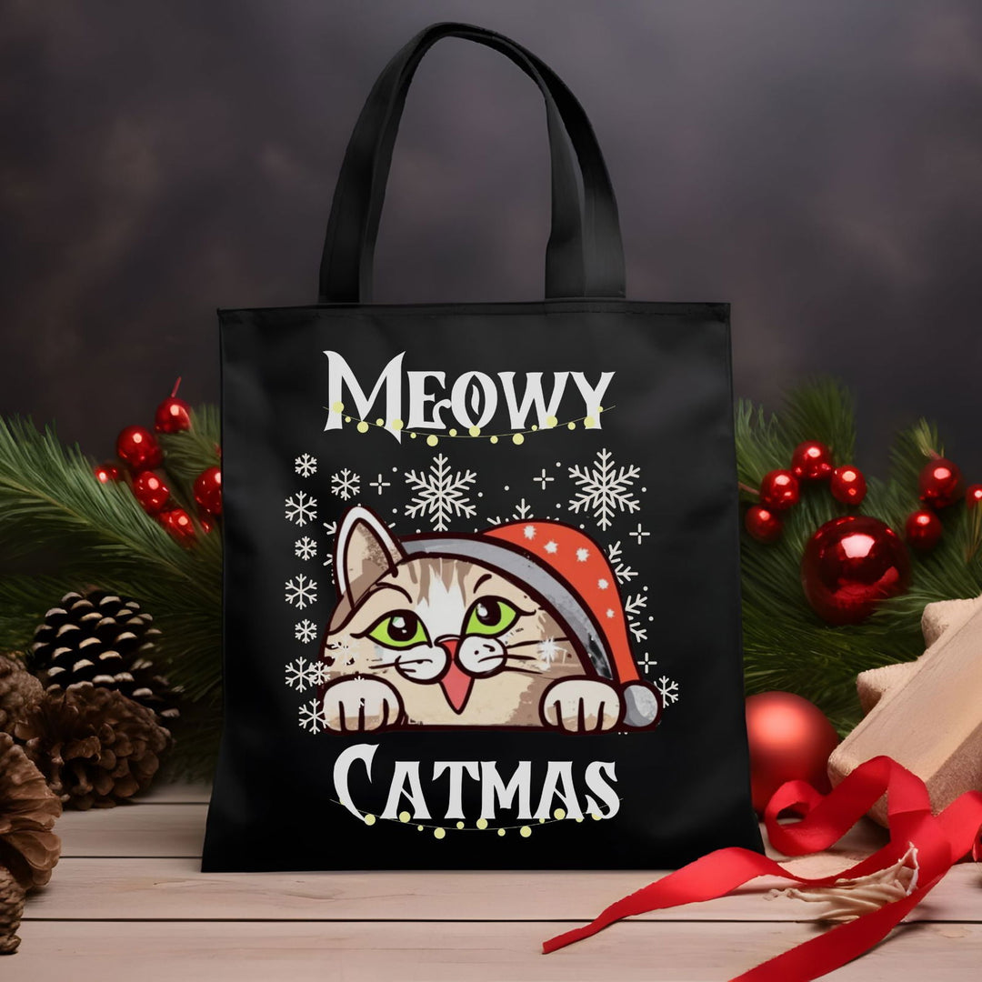 Funny Meowy Catmas Tote Bag Accessories Printify