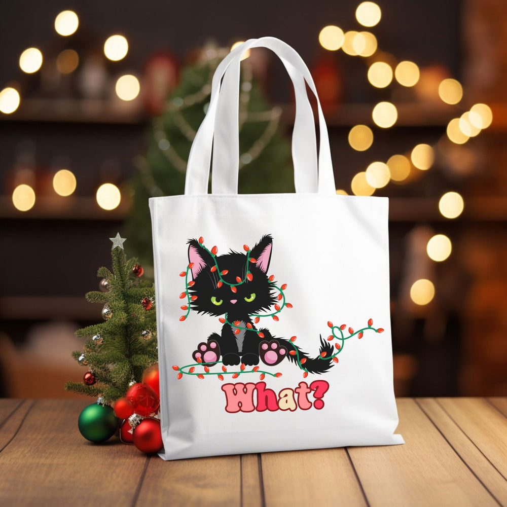 What Black Christmas Cat Tote Bag Accessories Printify