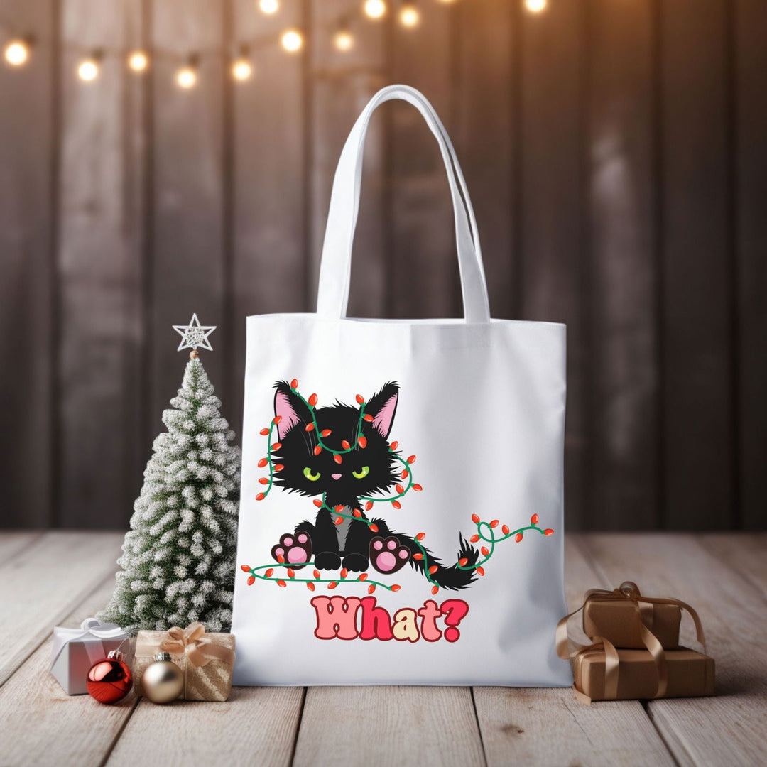What Black Christmas Cat Tote Bag Accessories Printify