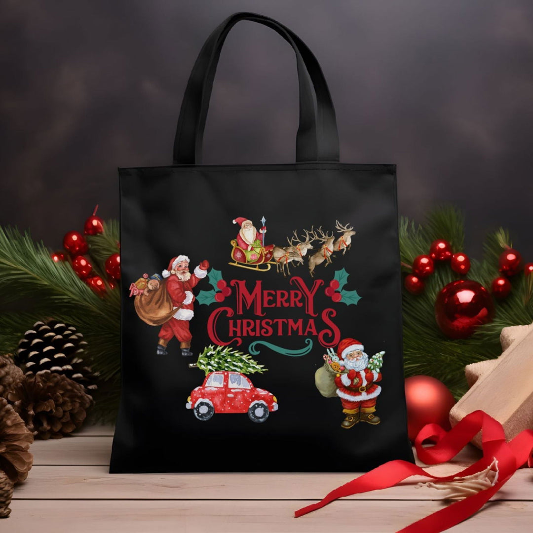 Vintage Style Christmas Canvas Tote Bag Accessories Printify
