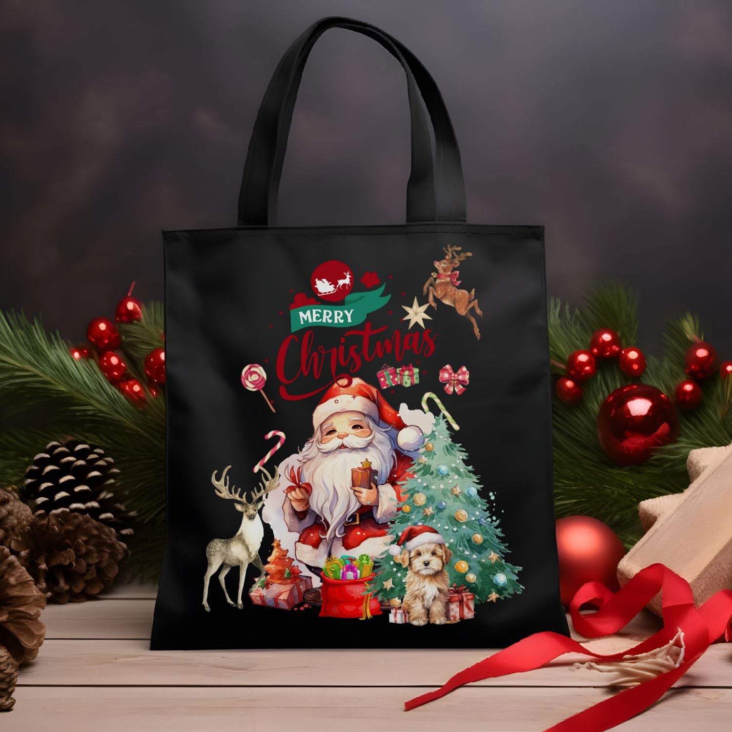 Merry Christmas Santa Tote Bag Accessories Printify