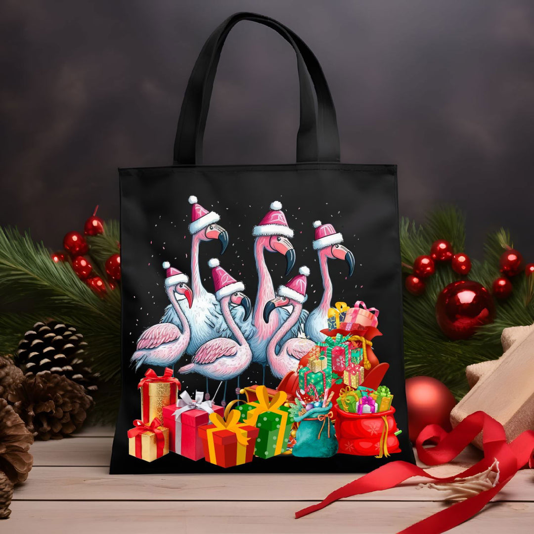 Christmas Flamingo Tote Bag Accessories Printify