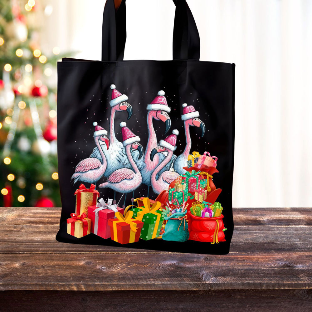 Christmas Flamingo Tote Bag Accessories Printify