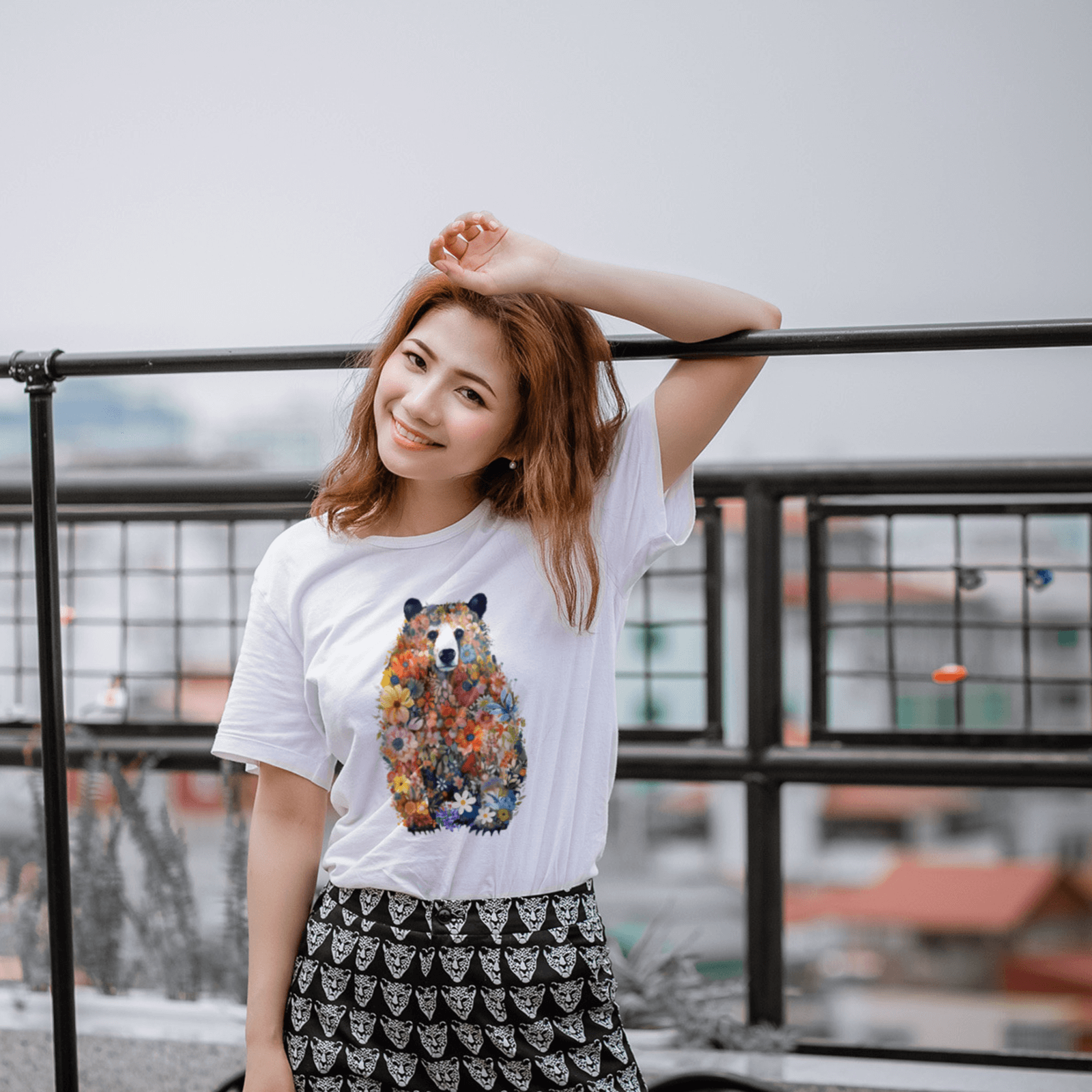 Bear in Bloom Tee T-Shirt Printify