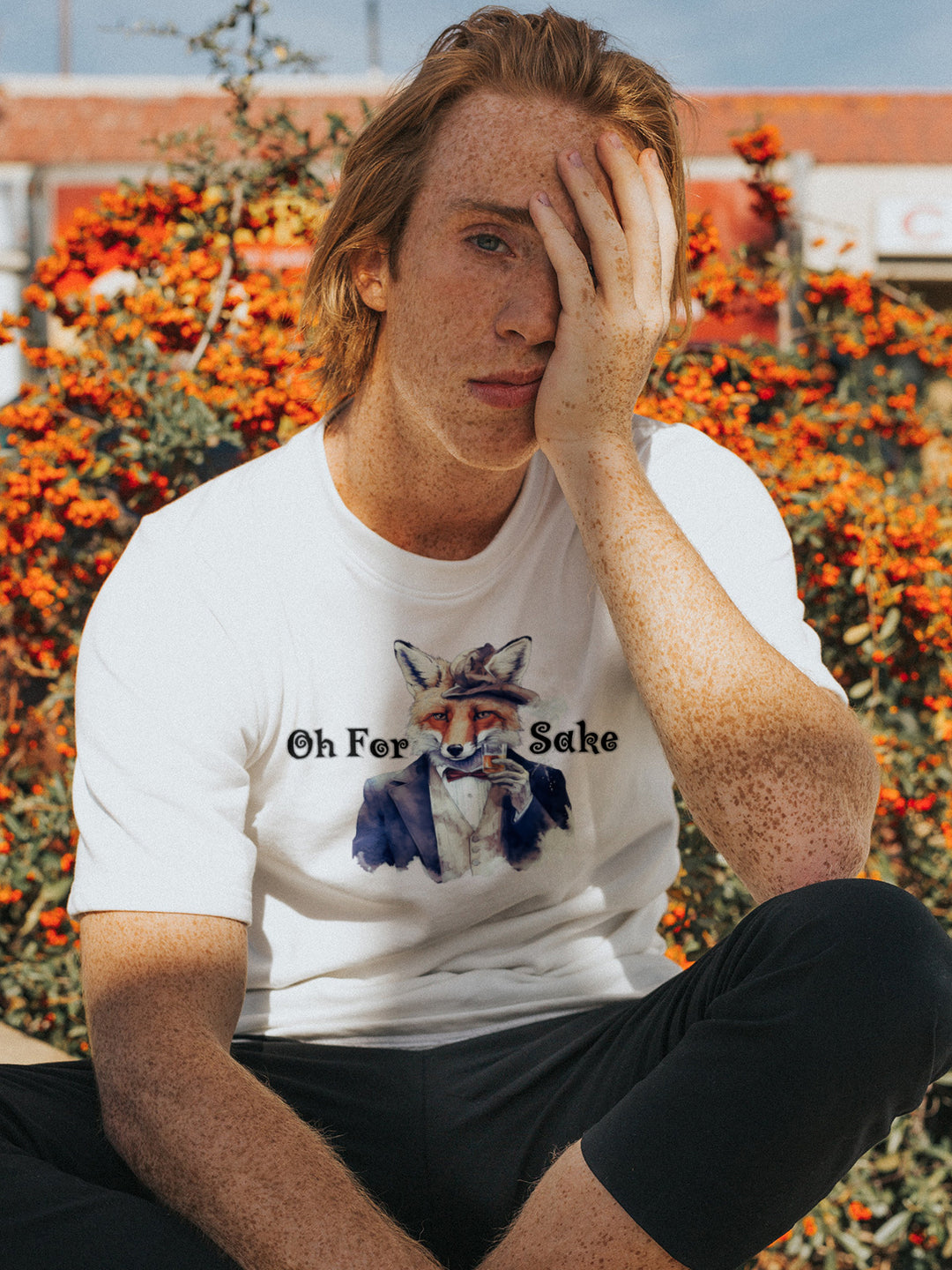 Fox Graphic Tee with 'Oh For Sake' Quote T-Shirt Printify