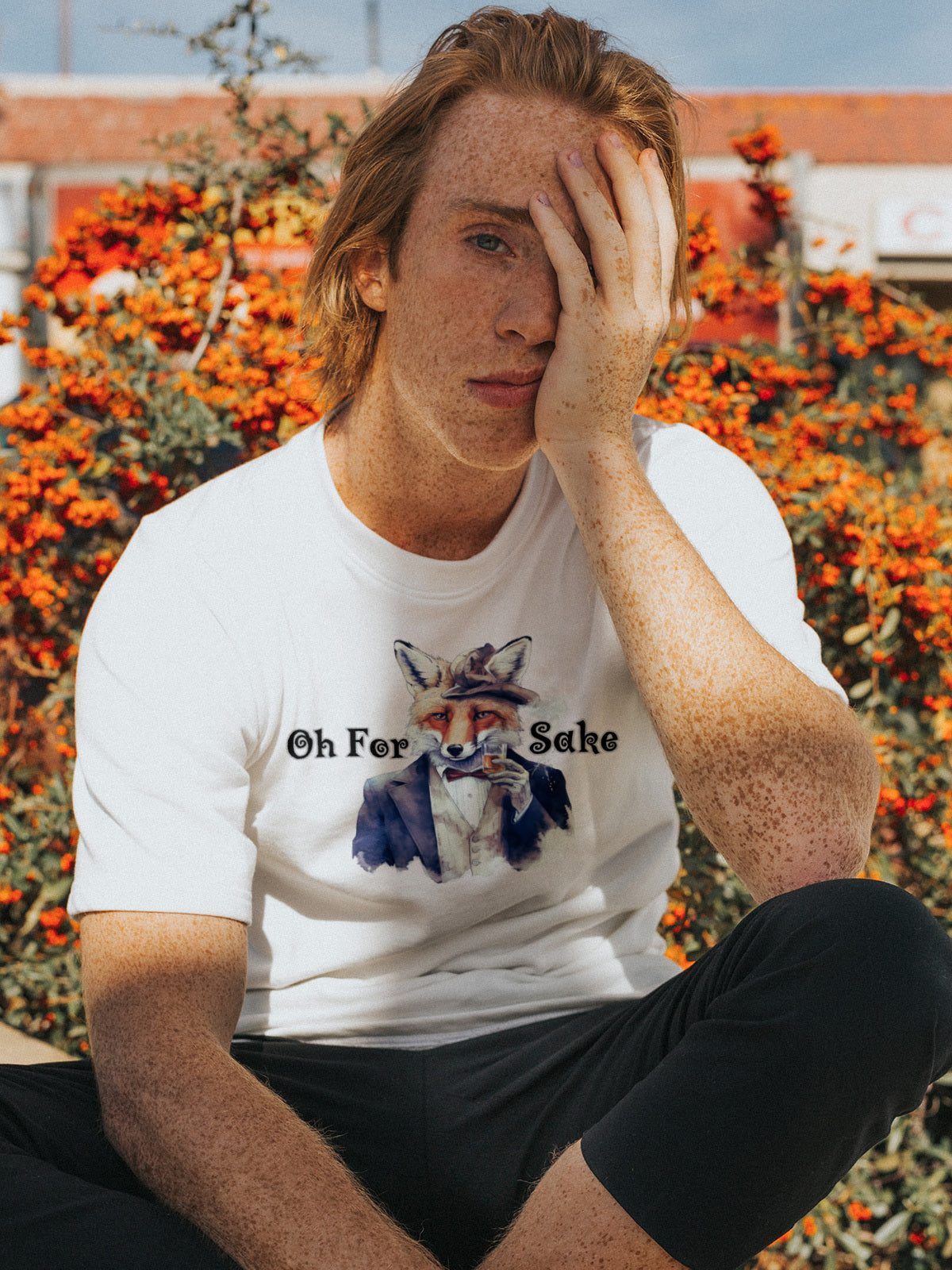 Fox Graphic Tee with 'Oh For Sake' Quote T-Shirt Printify