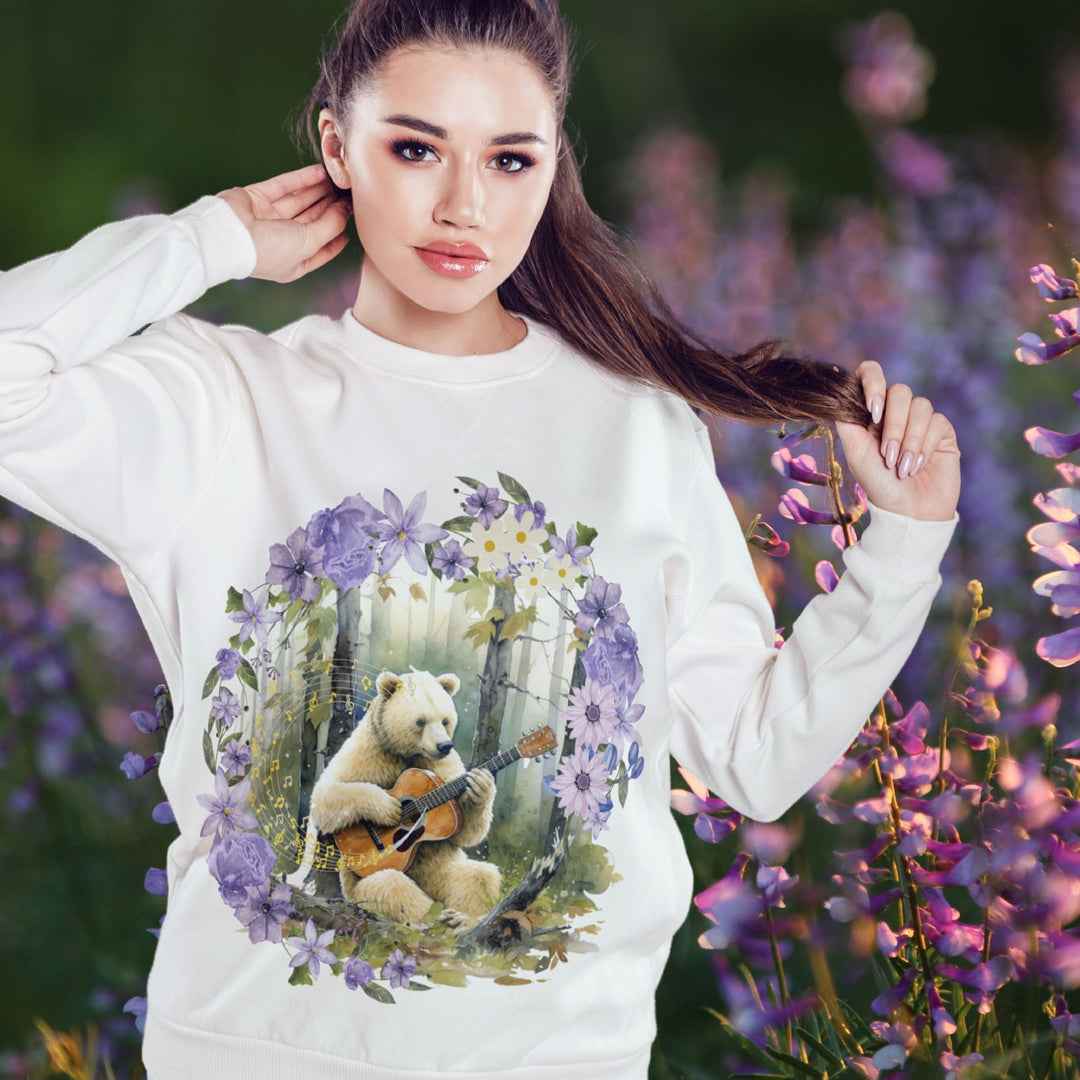 Bear Playing Violin Sweatshirt Sweatshirt Printify