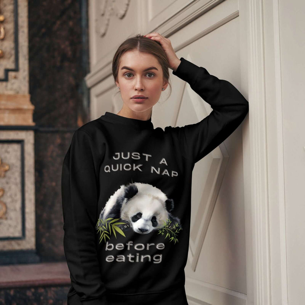 Sleeping Panda Sweatshirt - Just a Quick Nap Before Eating Sweatshirt Printify
