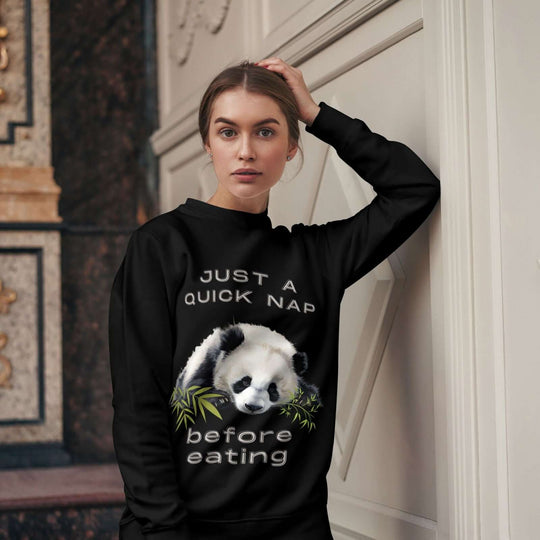 Sleeping Panda Sweatshirt - Just a Quick Nap Before Eating Sweatshirt Printify