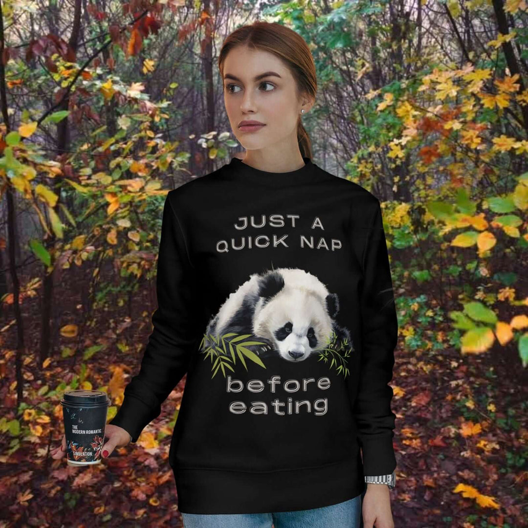 Sleeping Panda Sweatshirt - Just a Quick Nap Before Eating Sweatshirt Printify