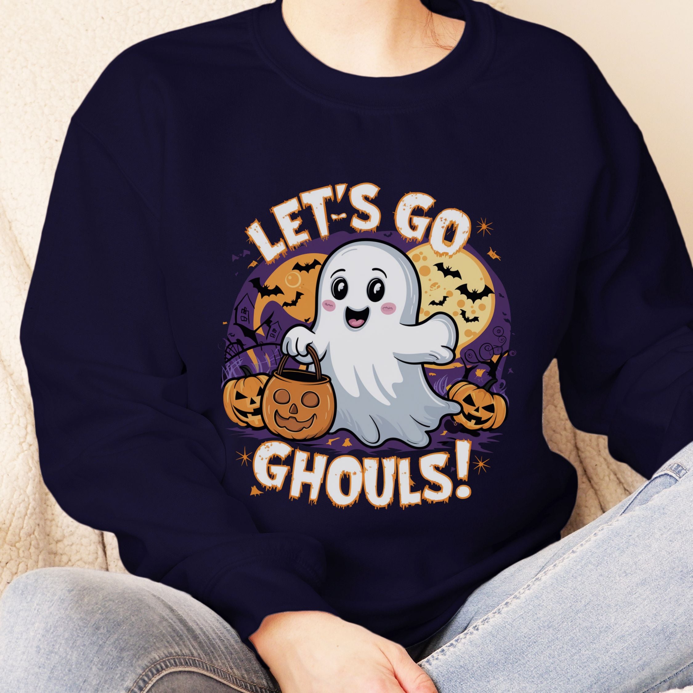 Let's Go Ghouls: Cute Halloween Sweatshirt Sweatshirt Printify