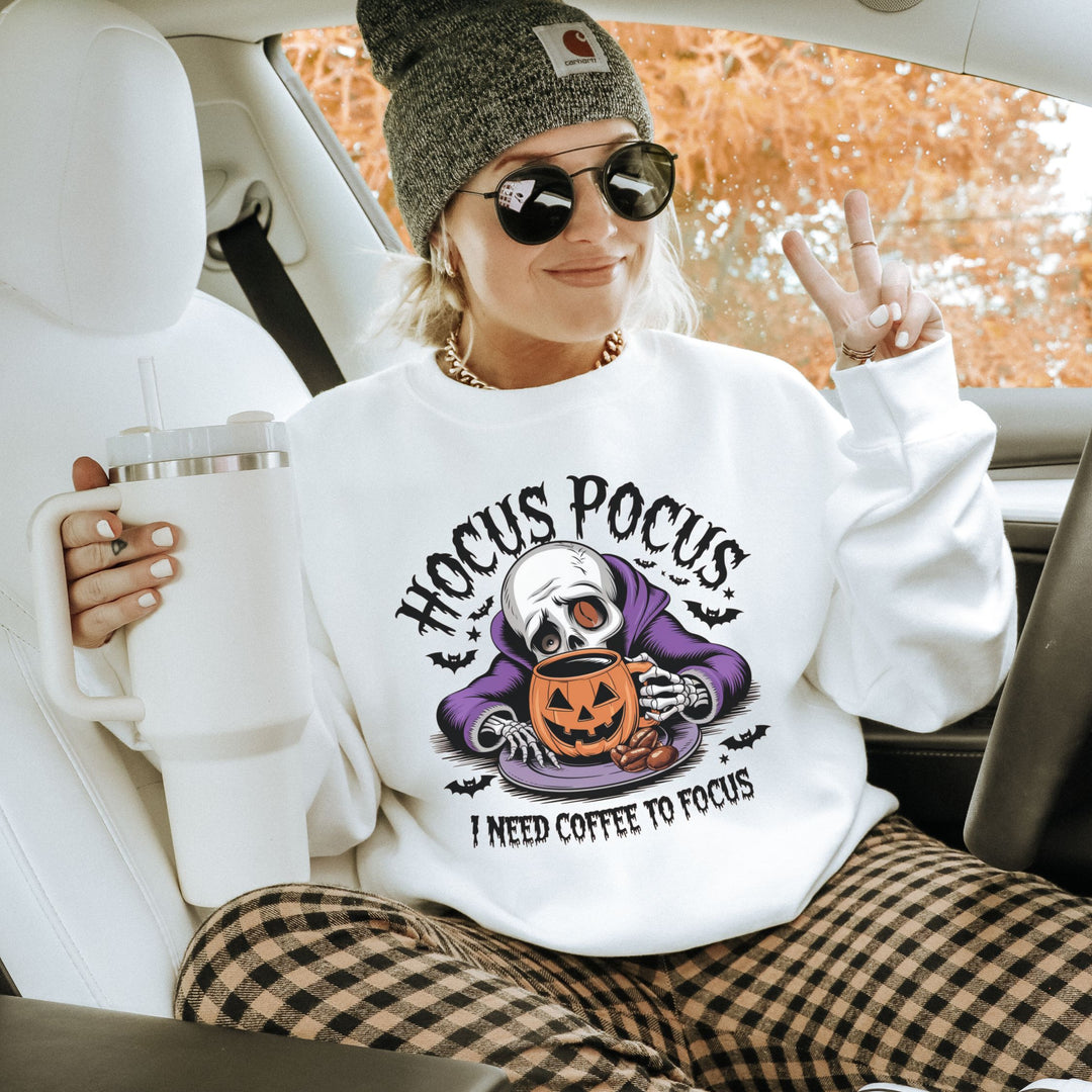 Hocus Pocus Coffee: Halloween Sweatshirt Sweatshirt Printify XL White