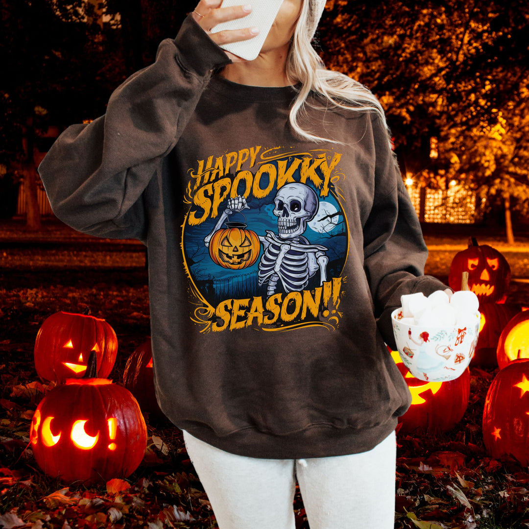 Happy Spooky Season: Skeleton Sweatshirt Sweatshirt Printify