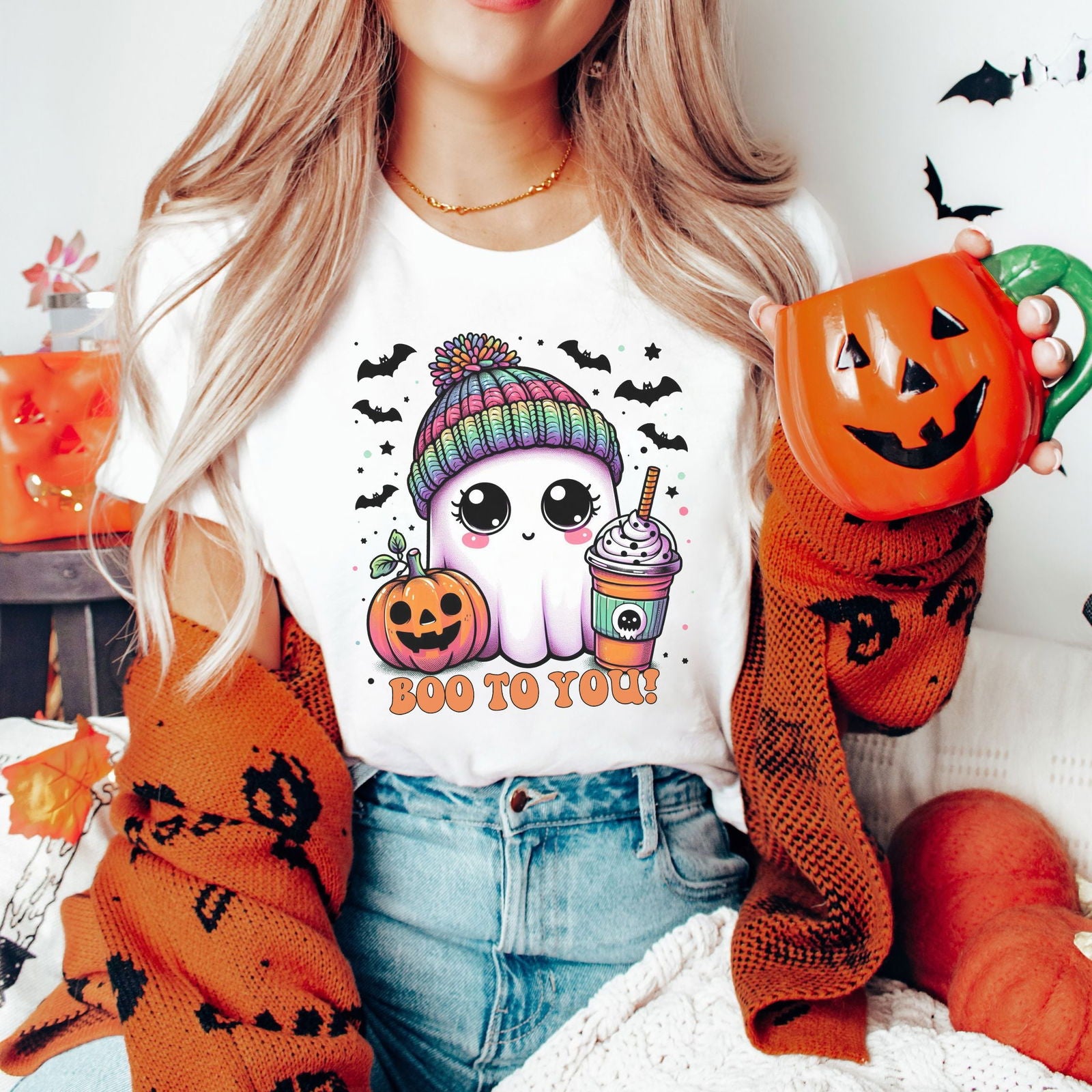 Cute Ghost Boo to You Halloween T-Shirt T-Shirt Printify
