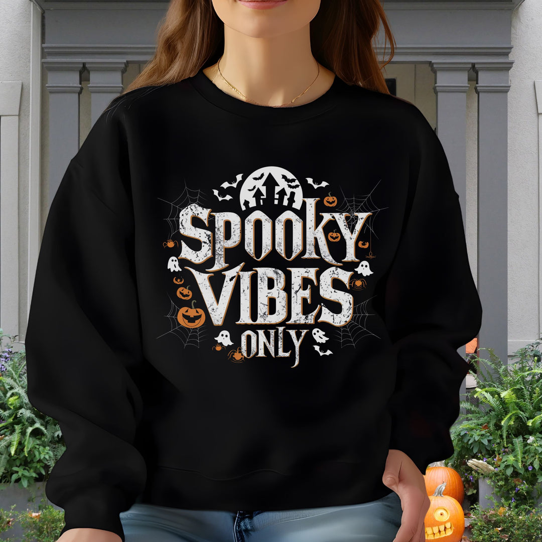 Spooky Vibes Halloween Sweatshirt Sweatshirt Printify S Black