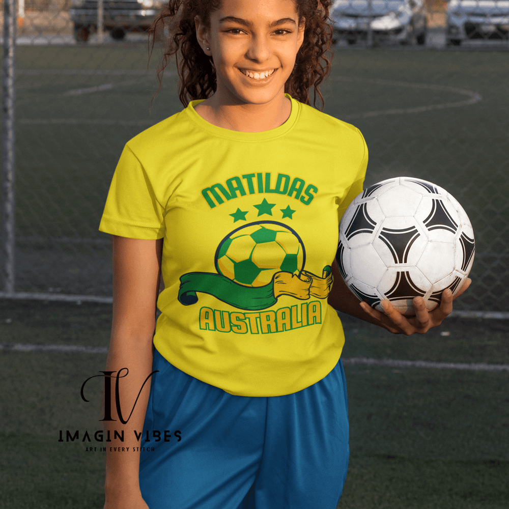 Women's Soccer Australia Tee - T-Shirt T-Shirt Printify Gold S