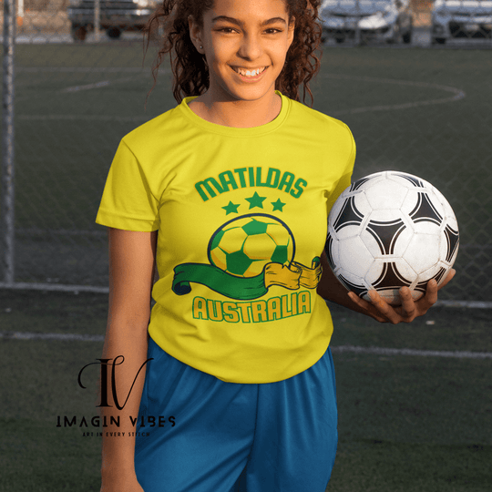 Women's Soccer Australia Tee - T-Shirt T-Shirt Printify Gold S