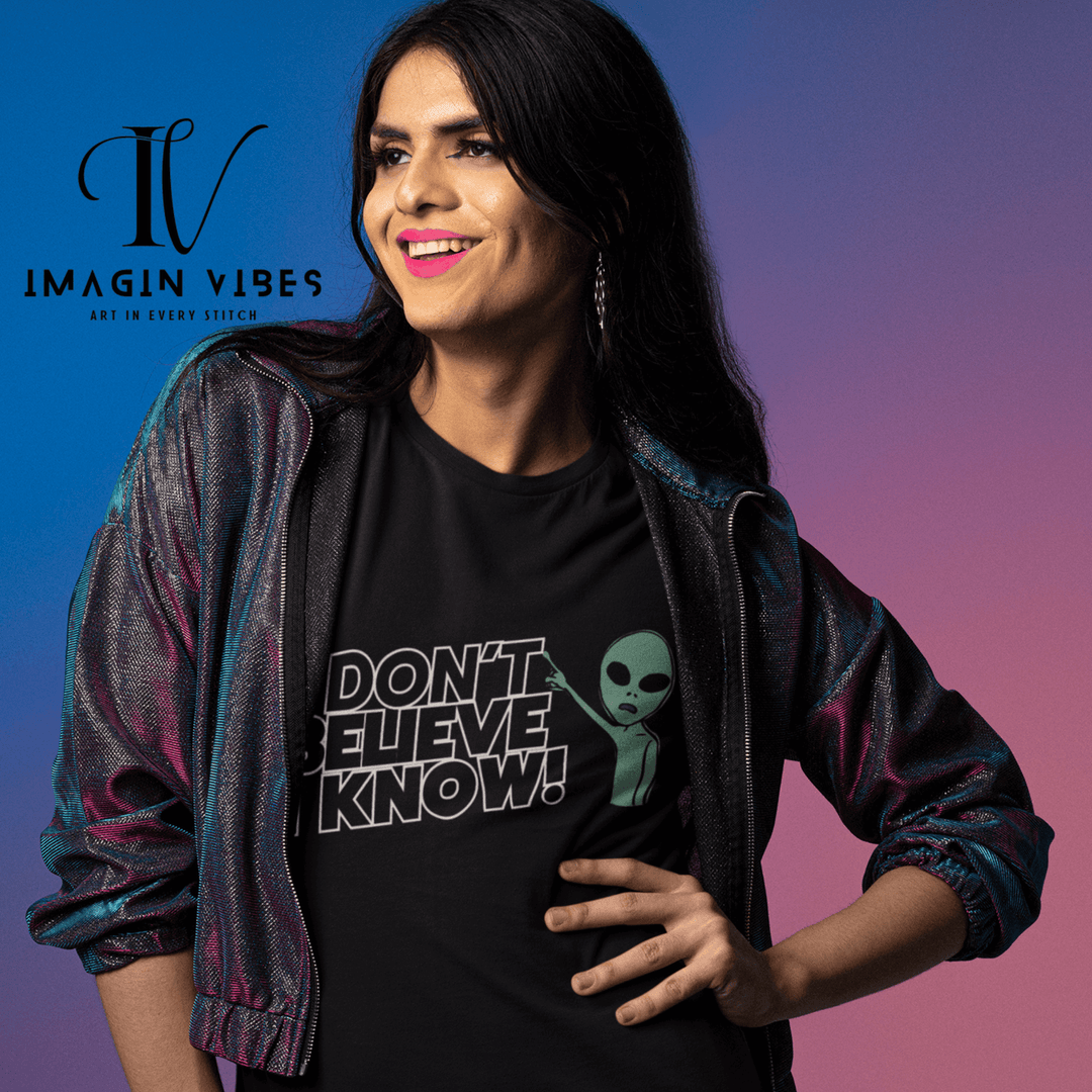 Unisex UFO T-Shirt - I Don't Believe, I Know Alien Tee T-Shirt Printify Black S