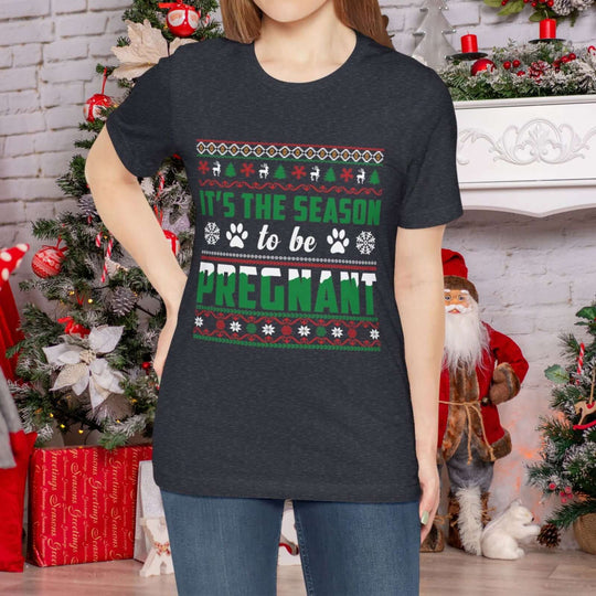 Maternity T-Shirt 'Tis the Season to Be Pregnant T-Shirt Printify Black Heather XS