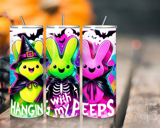 Hanging With My Peeps Halloween Tumbler, 20oz Mug Printify White 20oz