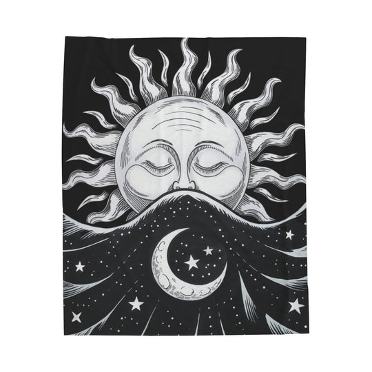 Velveteen Plush Blanket - Sun and Moon All Over Prints Printify