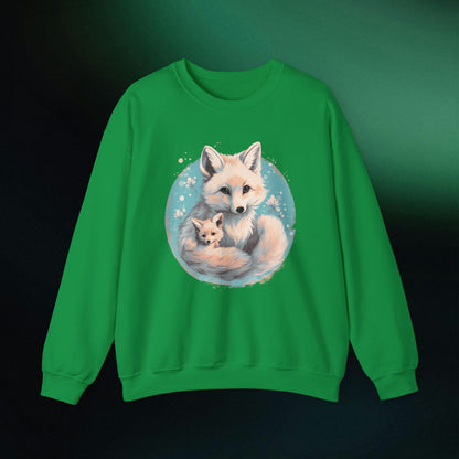 Vintage Forest Witch Aesthetic Sweatshirt - Cozy Fox Cottagecore Sweater with Mommy and Baby Fox Design Sweatshirt S Irish Green 