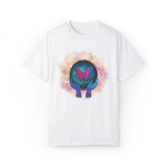 Mystical T-shirt with Cosmic Butterfly T-Shirt Printify White S