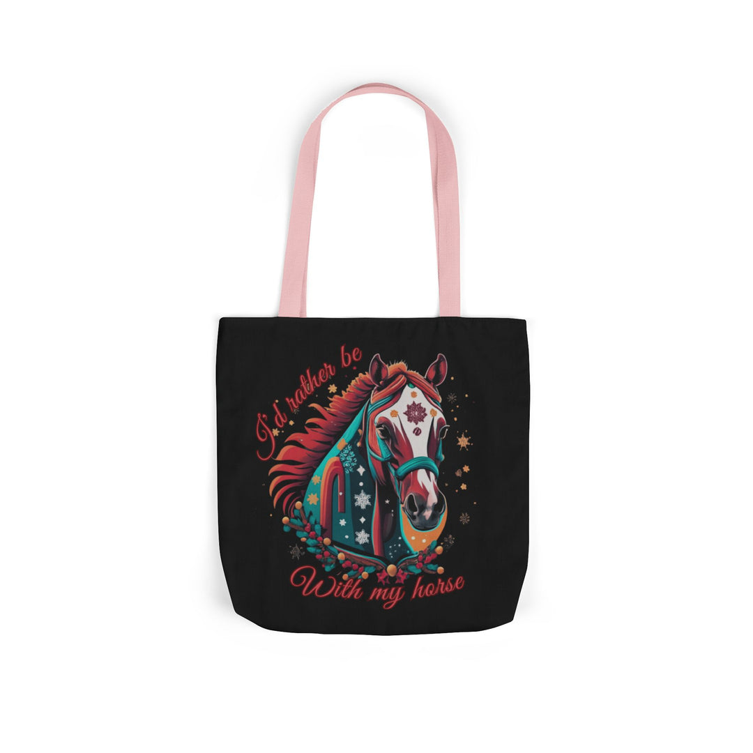 I'd Rather Be With My Horse Christmas Tote Bag Accessories Printify 16" × 16'' Light Pink