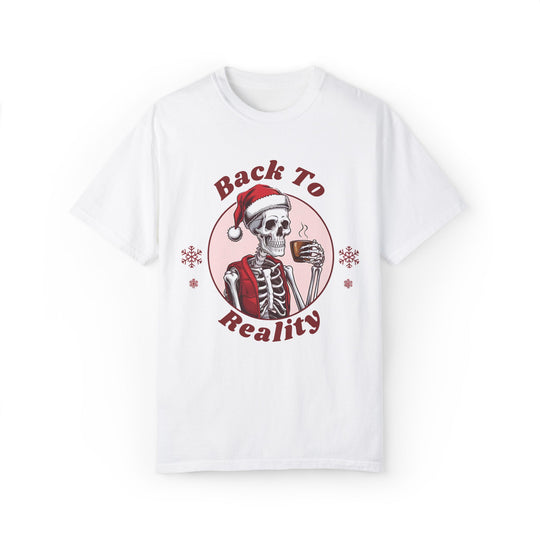 Back To Reality Skeleton Santa Coffee T-shirt T-Shirt Printify White S