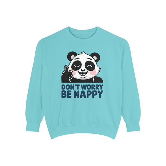 Cute Panda 'Don't Worry, Be Nappy' Sweatshirt Sweatshirt Printify Chalky Mint S