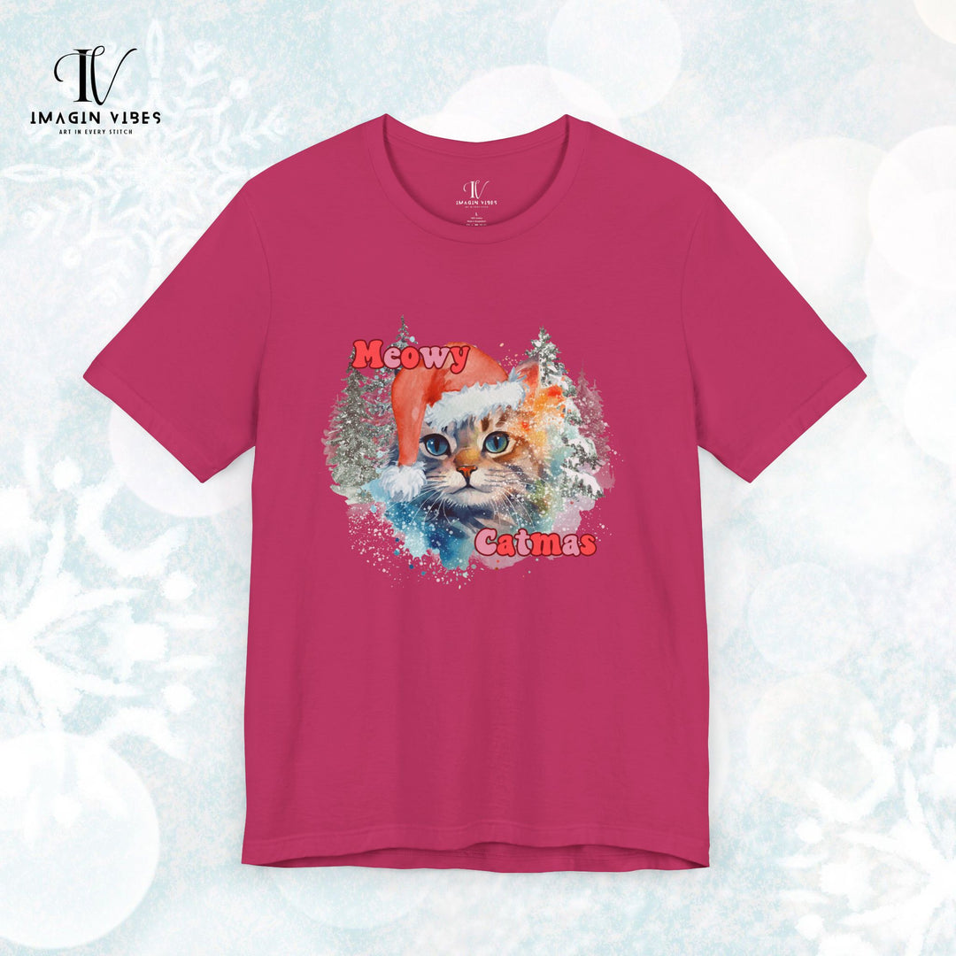 Meowy Catmas: Watercolor Cat Christmas T-Shirt