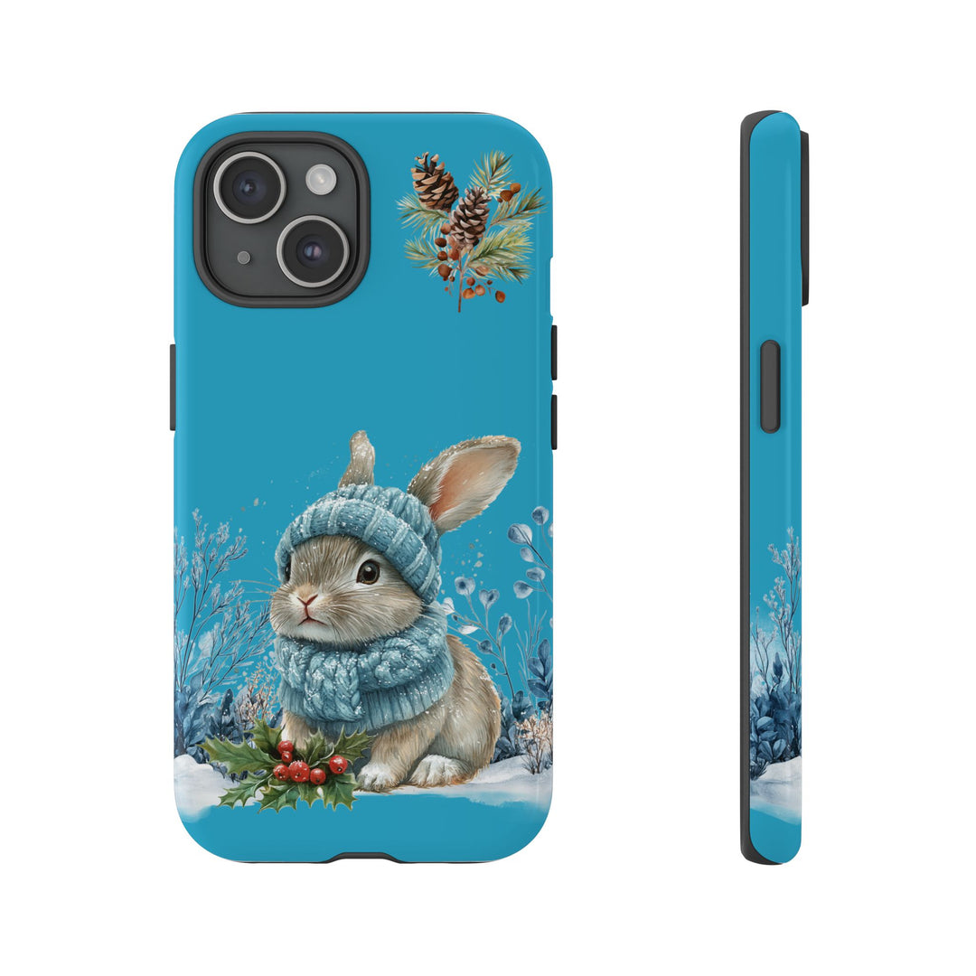 Phone Case - Winter Bunny with Hat and Scarf Phone Case Printify iPhone 15 Glossy