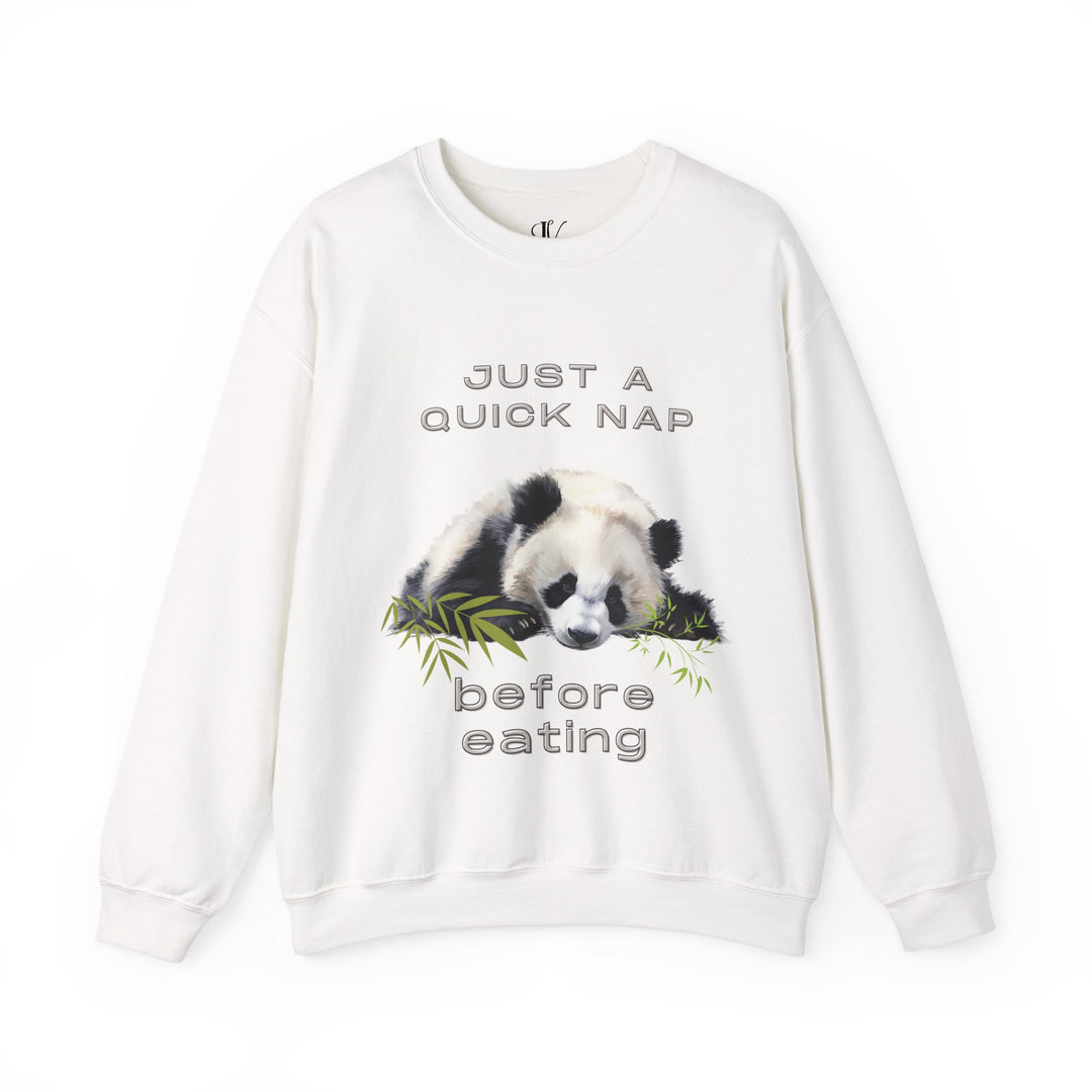 Sleeping Panda Sweatshirt - Just a Quick Nap Before Eating Sweatshirt Printify White S